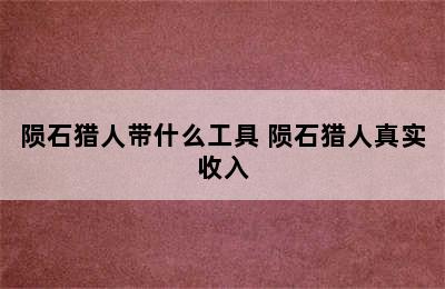 陨石猎人带什么工具 陨石猎人真实收入